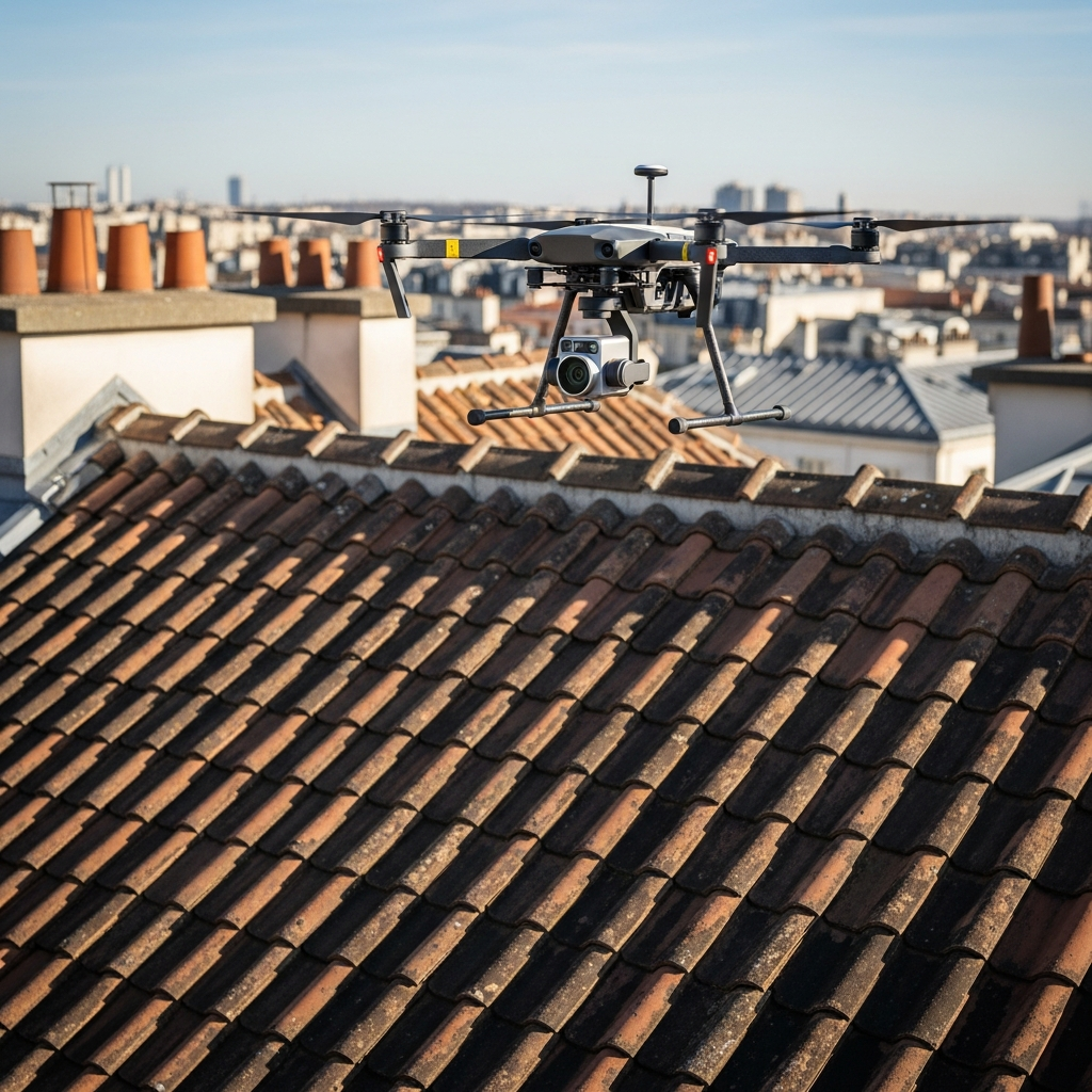 Inspection drone toiture pour la détection des fuites et infiltrations d'eau