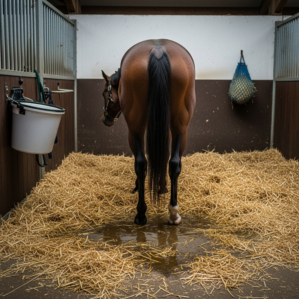 Pourquoi mon cheval urine constamment dans le box