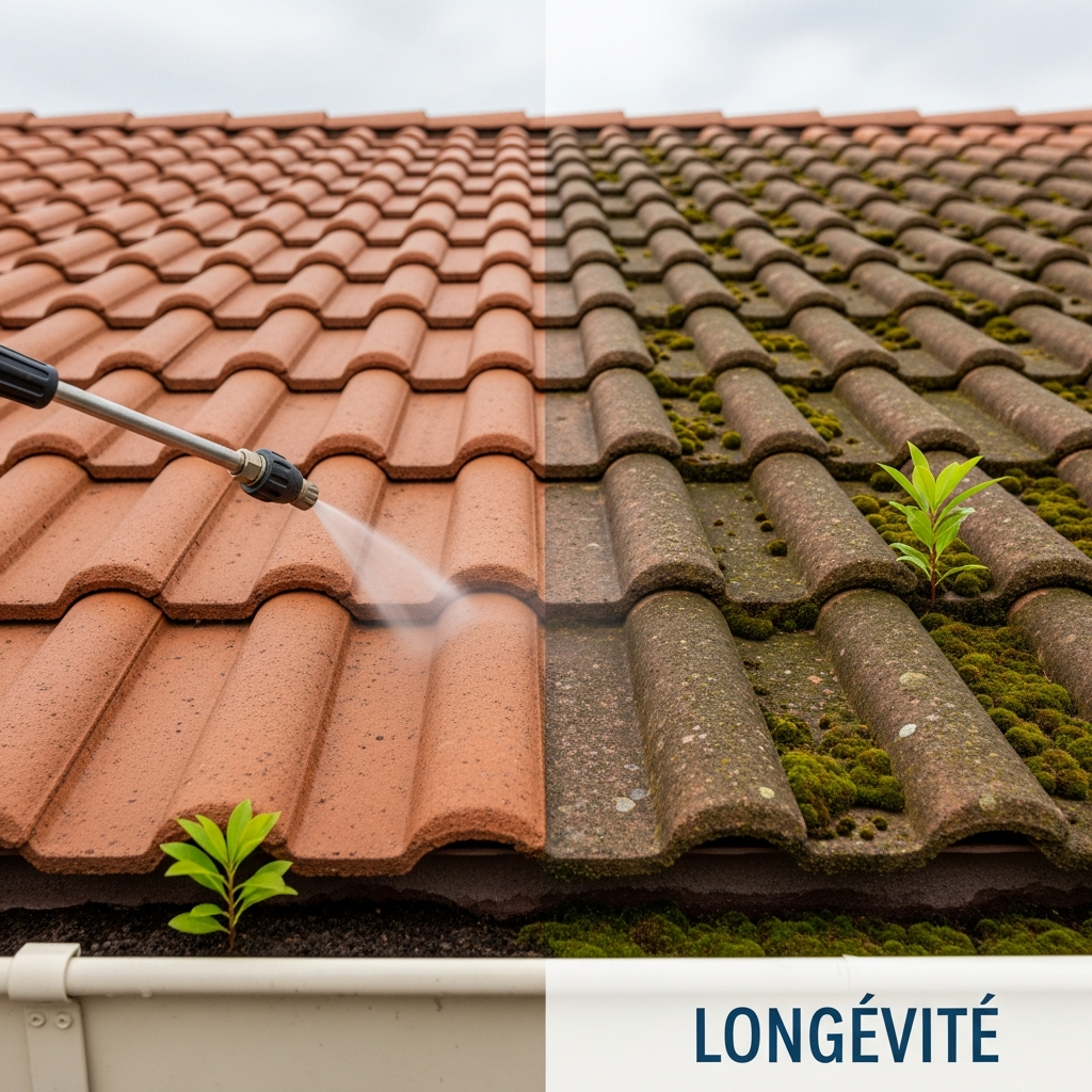Nettoyage anti-mousse toiture garantie résultat longévité