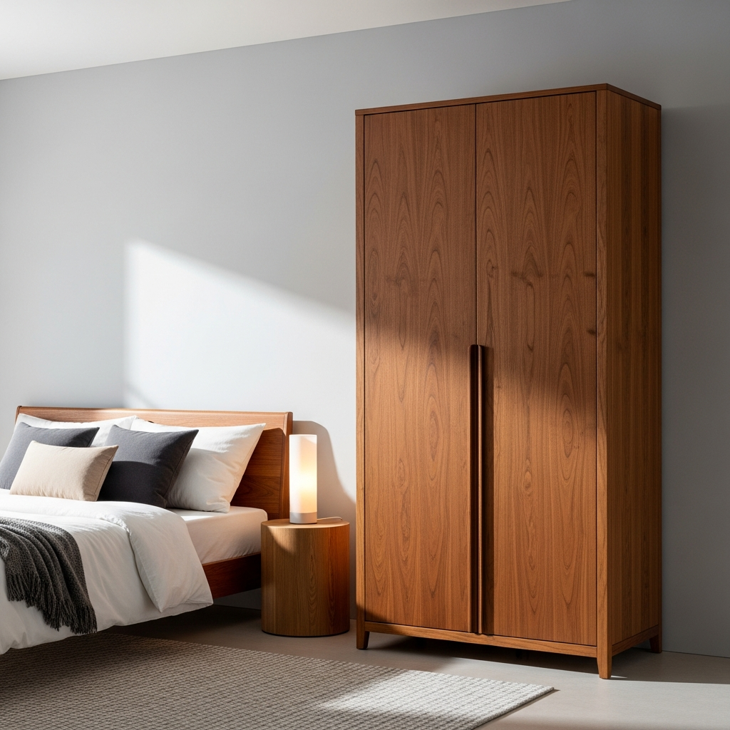 Armoire en bois massif rangement chambre moderne