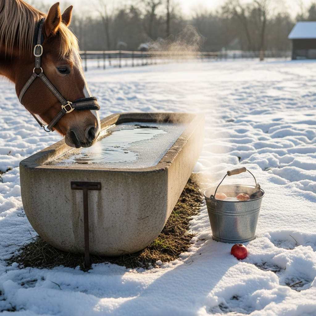 Pourquoi mon cheval refuse l'eau en hiver et solutions pratiques