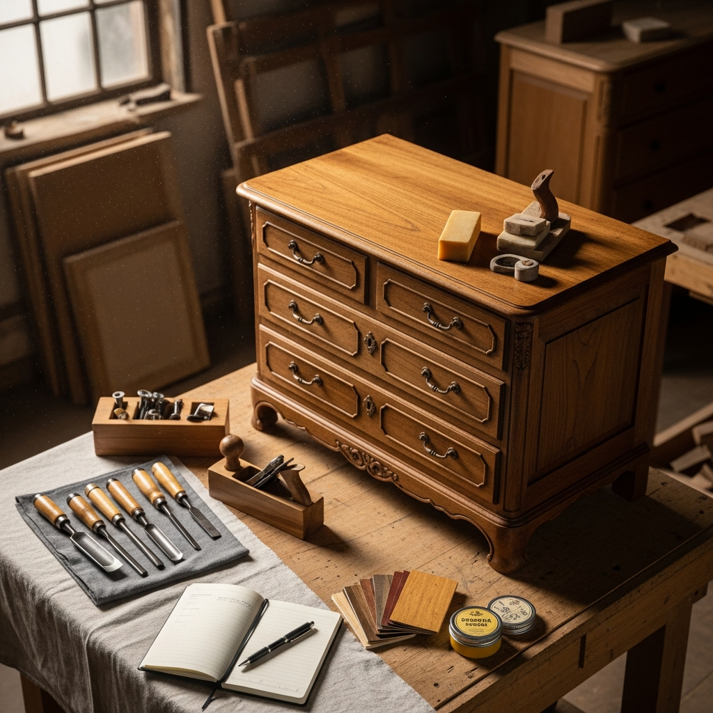 Combien coûte la restauration d'une commode en bois ancien avec un artisan ?