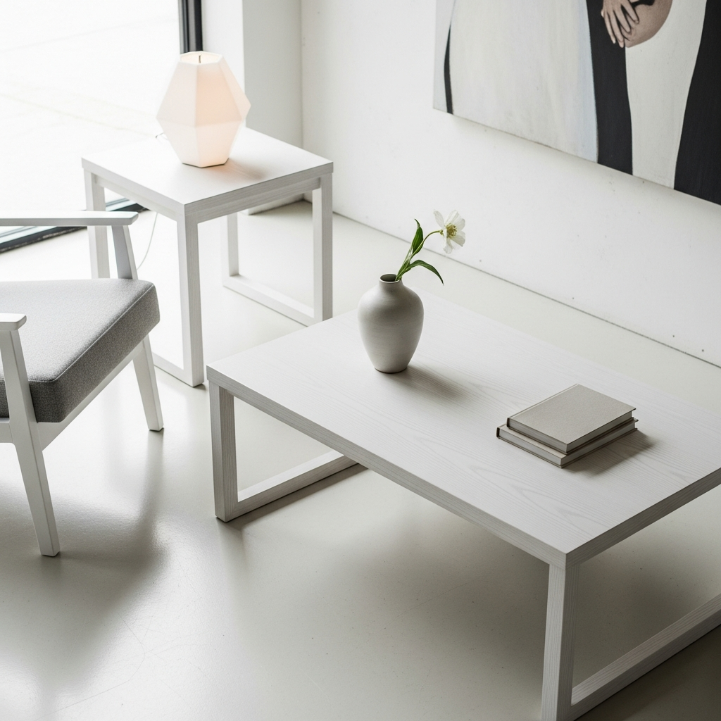 Meuble bois blanc design minimaliste intérieur moderne