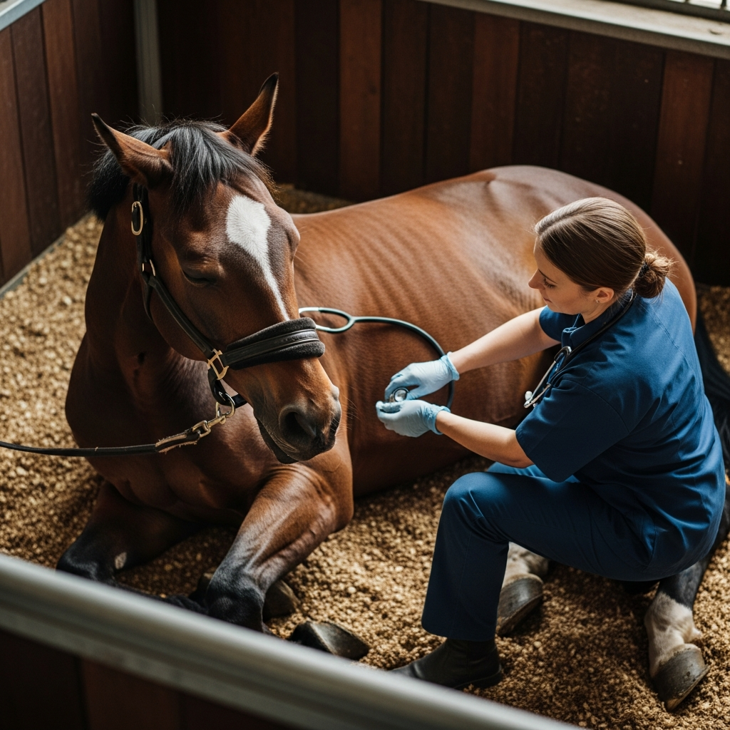 Colique spasmodique cheval soulagement immédiat signes