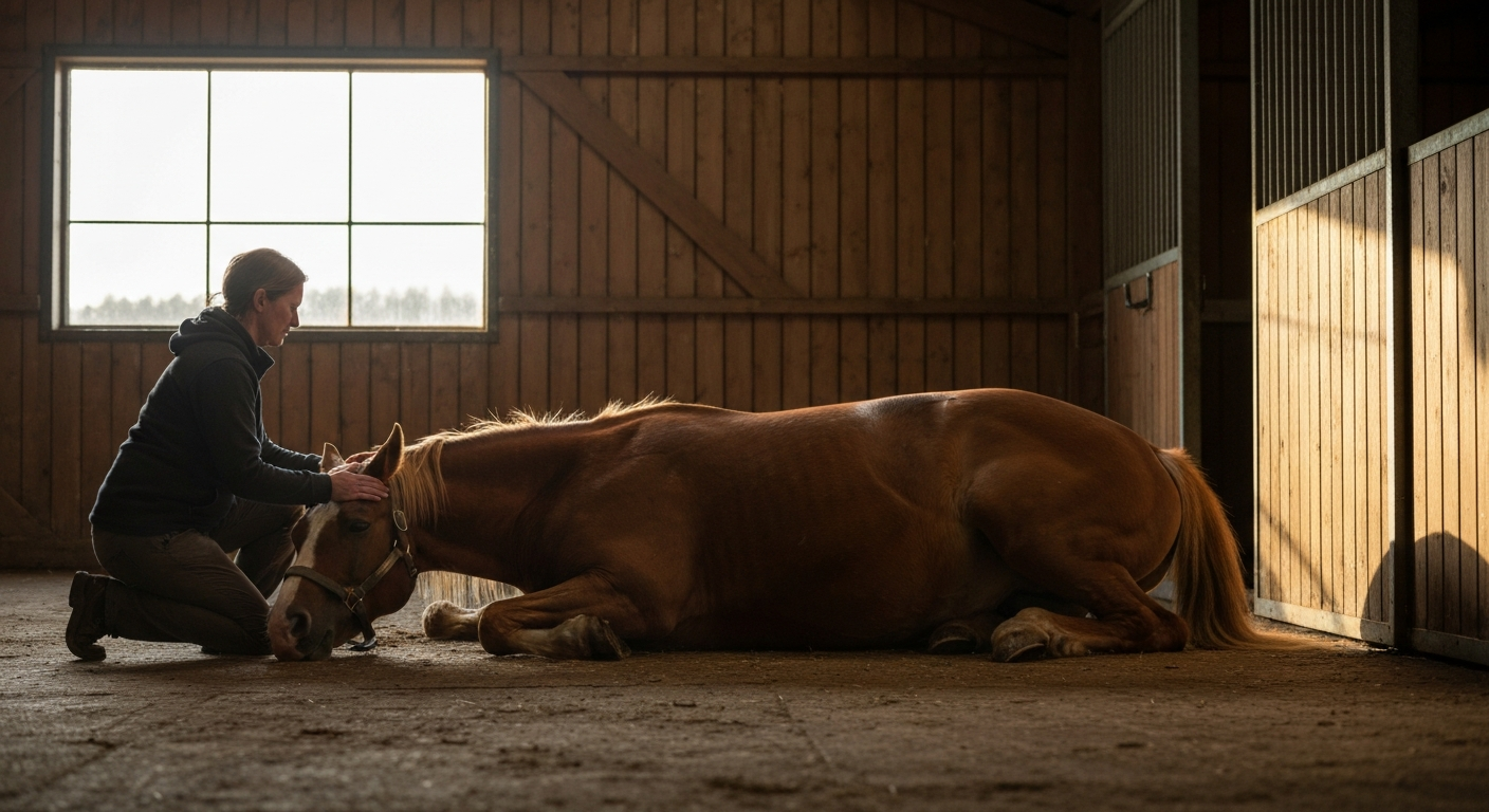 Mon cheval est couché et ne se lève pas : que faire en urgence
