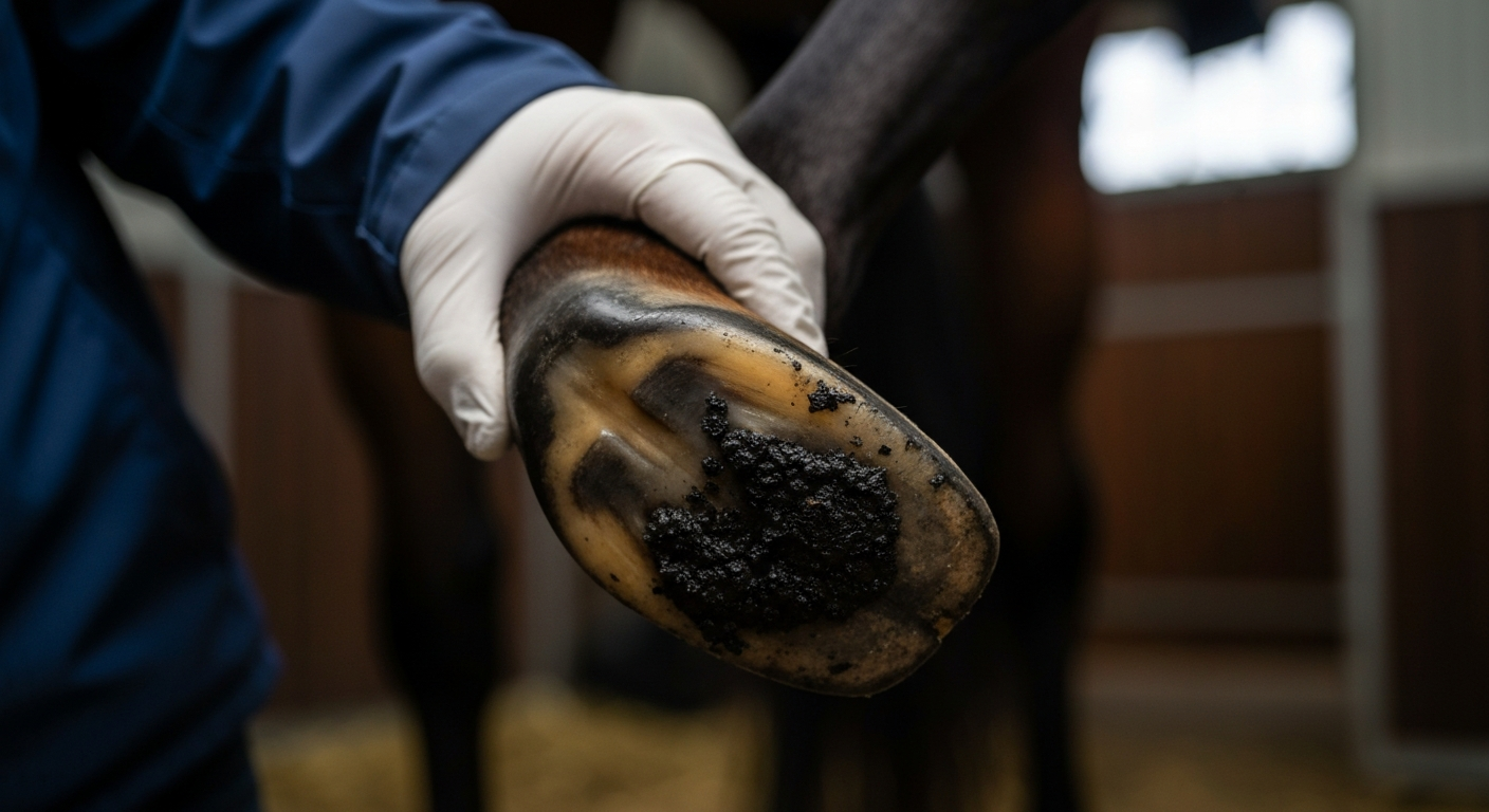 Fourchette pourrie chez le cheval : causes et traitement