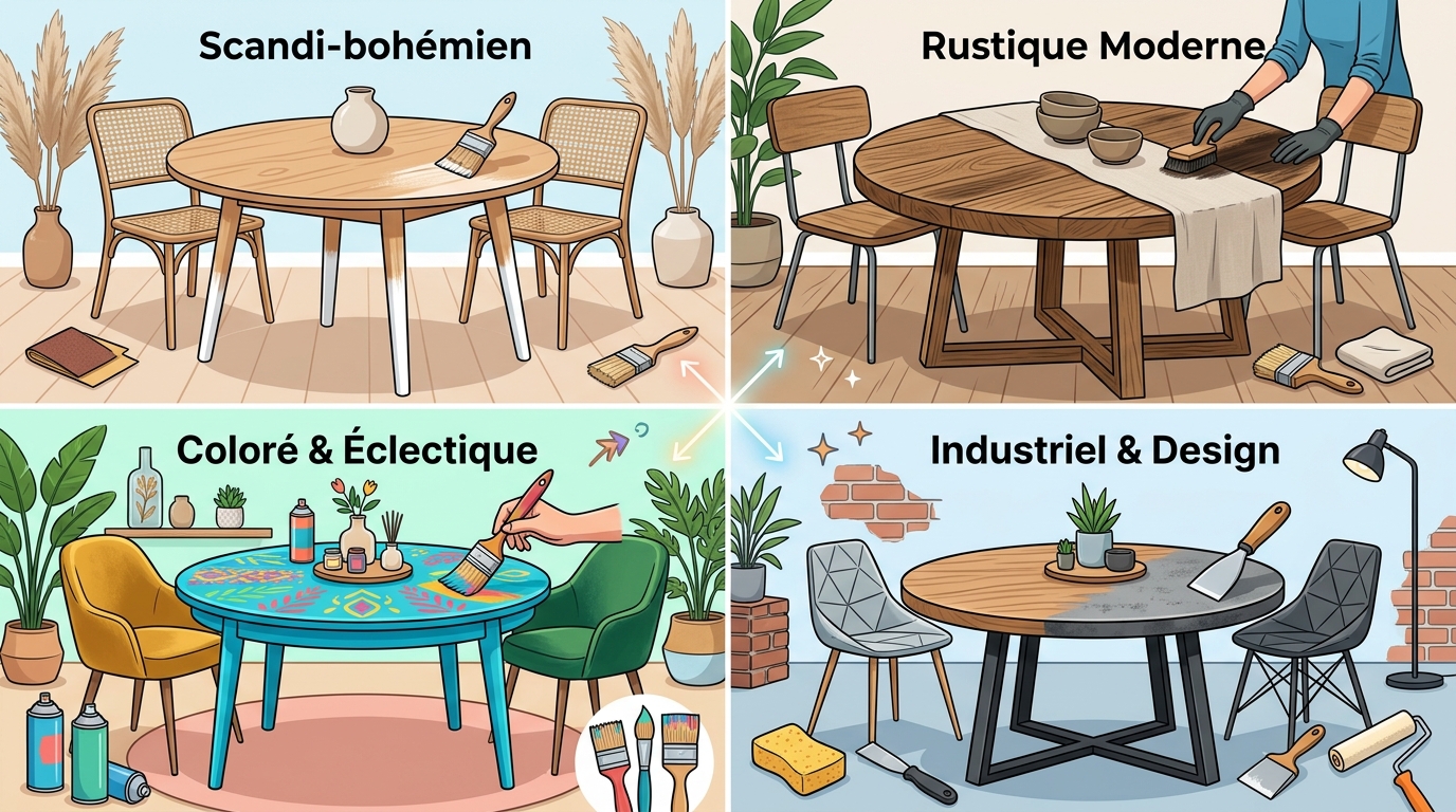 Illustration pour Comment relooker une table ronde en bois : guide étape par étape