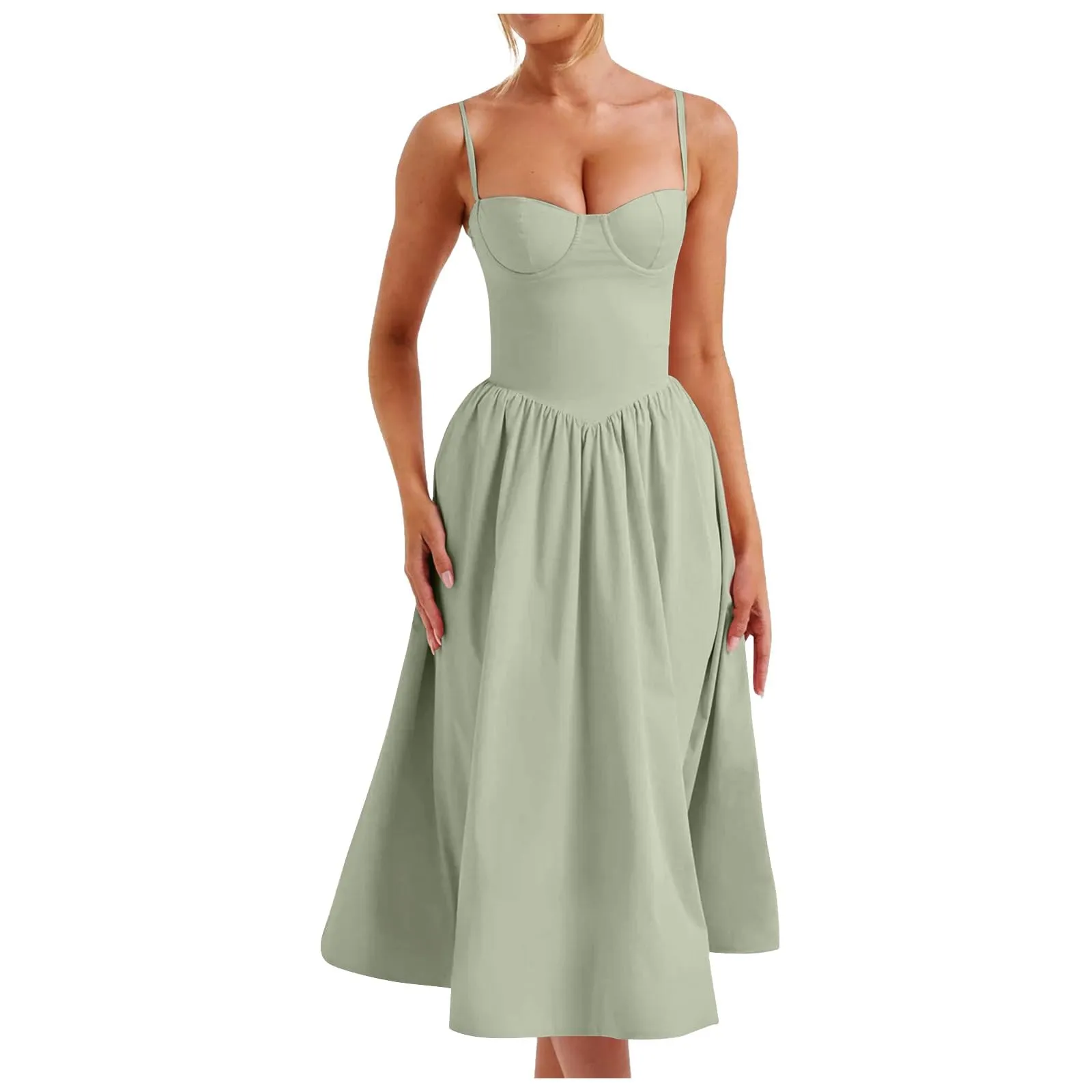 Robe vintage - Robe D&rsquo;été Pour Femmes Spaghetti Bretelles Printemps ete Bohème - Image 1