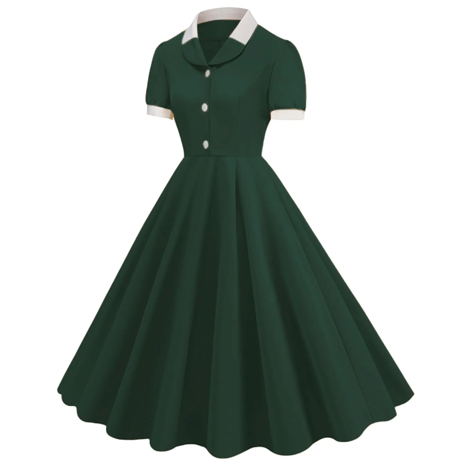 Robe Vintage Annees 50 Femme Retro Rockabilly Pin Up Chic Et Elegante Robes Au Genou Dos Nu Annees 40 50 60 Swing Casual Dress De Retour Soiree Fête Mariage Cocktail - Image 1