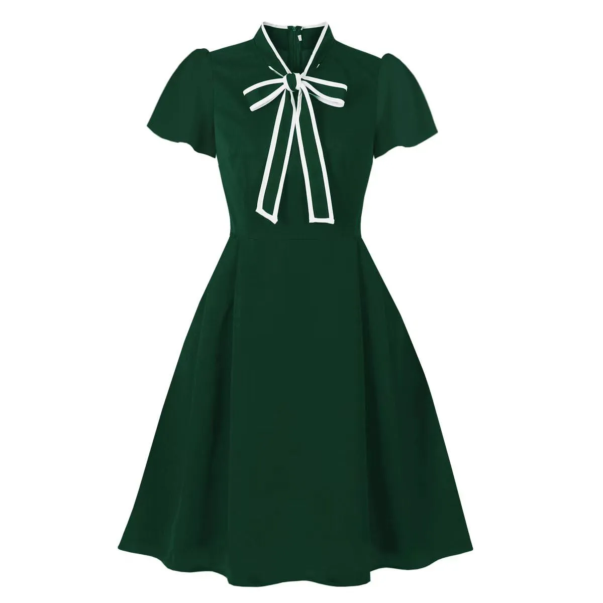 Robe Femmes Nœud Papillon au Cou Vintage Travail Cocktail - Image 1