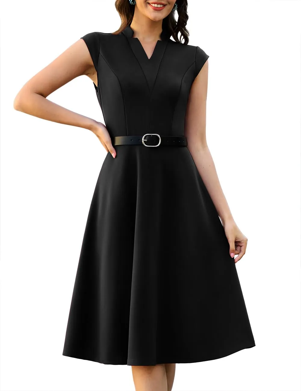 Robe vintage des années 1940 - Col en V - Robe de cocktail - Audrey Hepburn