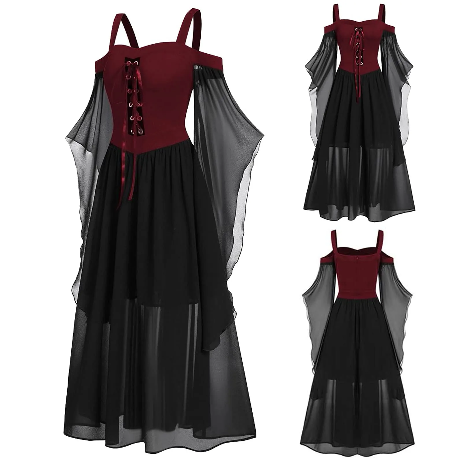 Robe vintage - Robe Gothique Femme Longue Tenue Halloween Femme Pirate Femme - Image 1