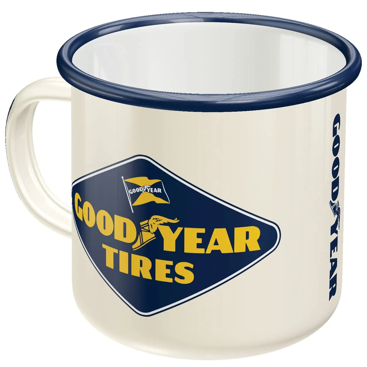 Tasse vintage - Nostalgic Mug Goodyear Logo White émaillé 360 ml