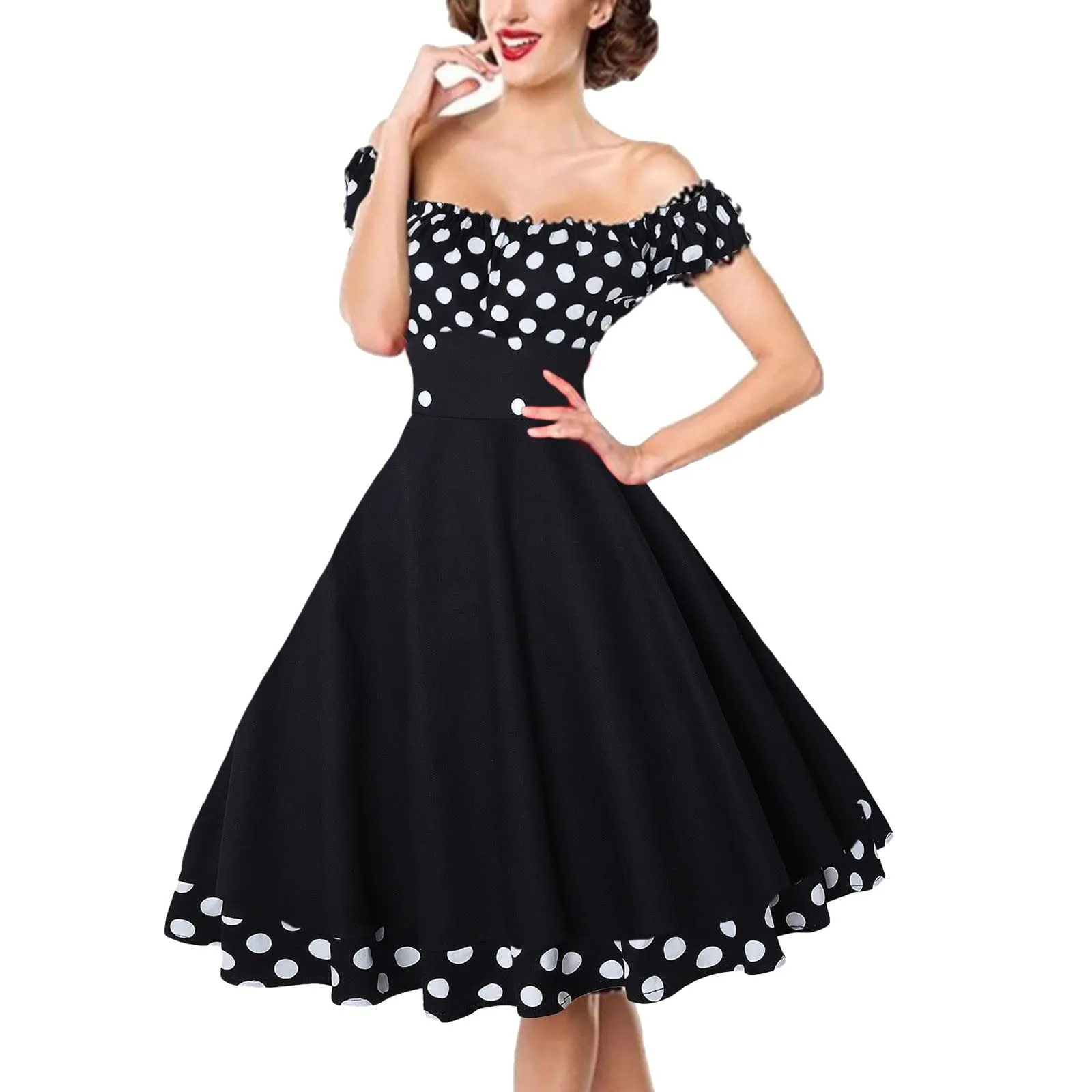 Robe vintage - Années 50 – Pois – Mi longue – Robe – années 50 - Image 1