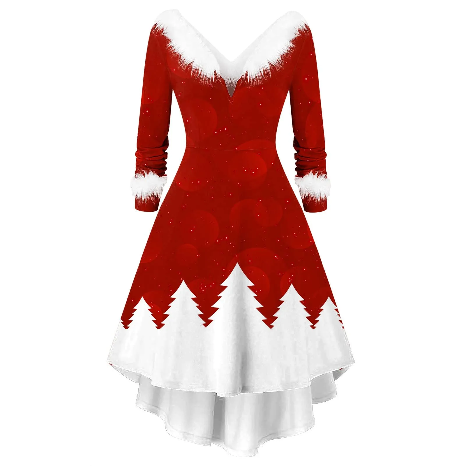 Robe De Noël Manches Longues Femme Fille Vintage Robe en Velours Mère Noël Longue Robes De Cocktail Soirée Manteau Costume Carnaval Fête Party - Image 1