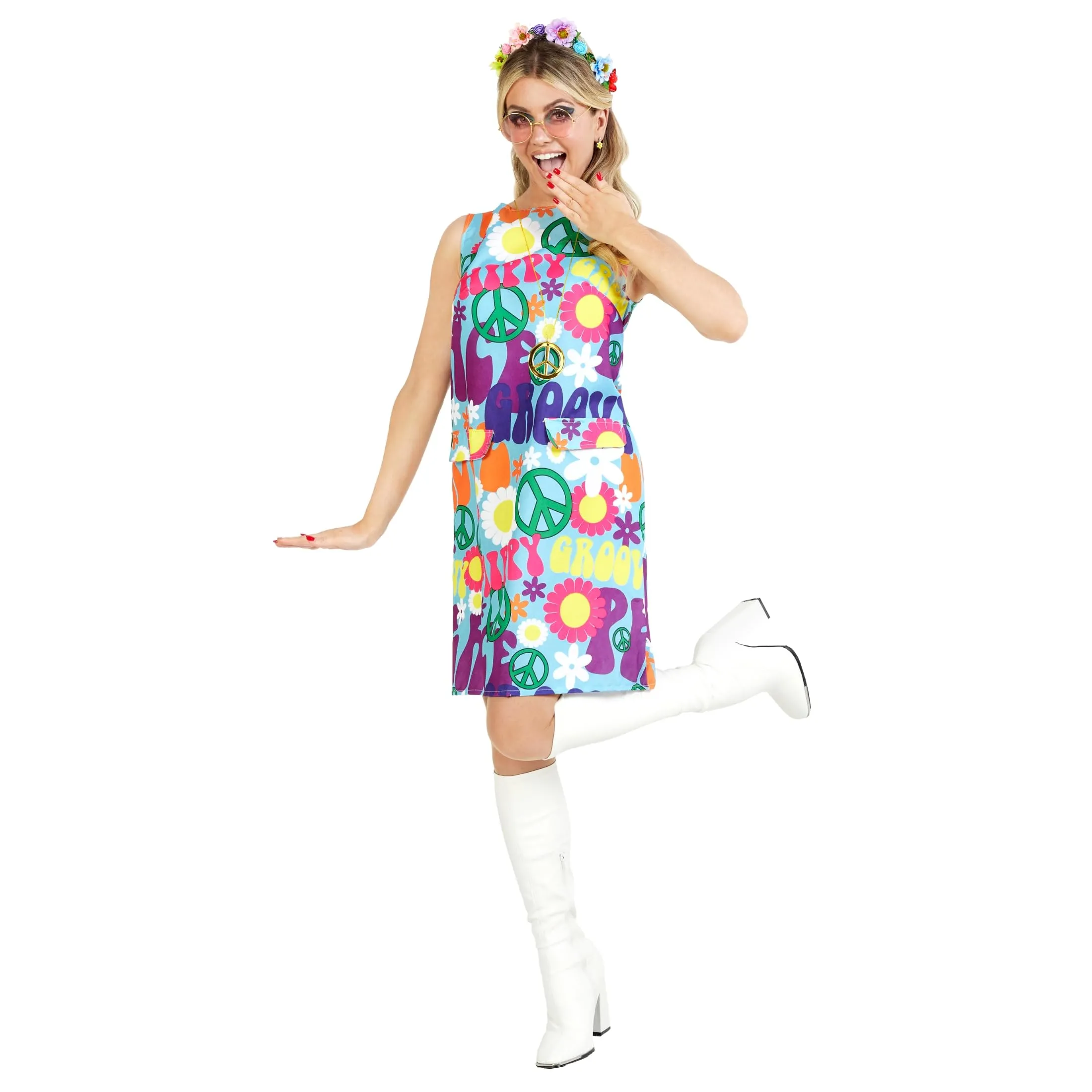 Robe vintage - Morph Déguisement Hippie Femme, Robe Disco Années 60 - Image 1