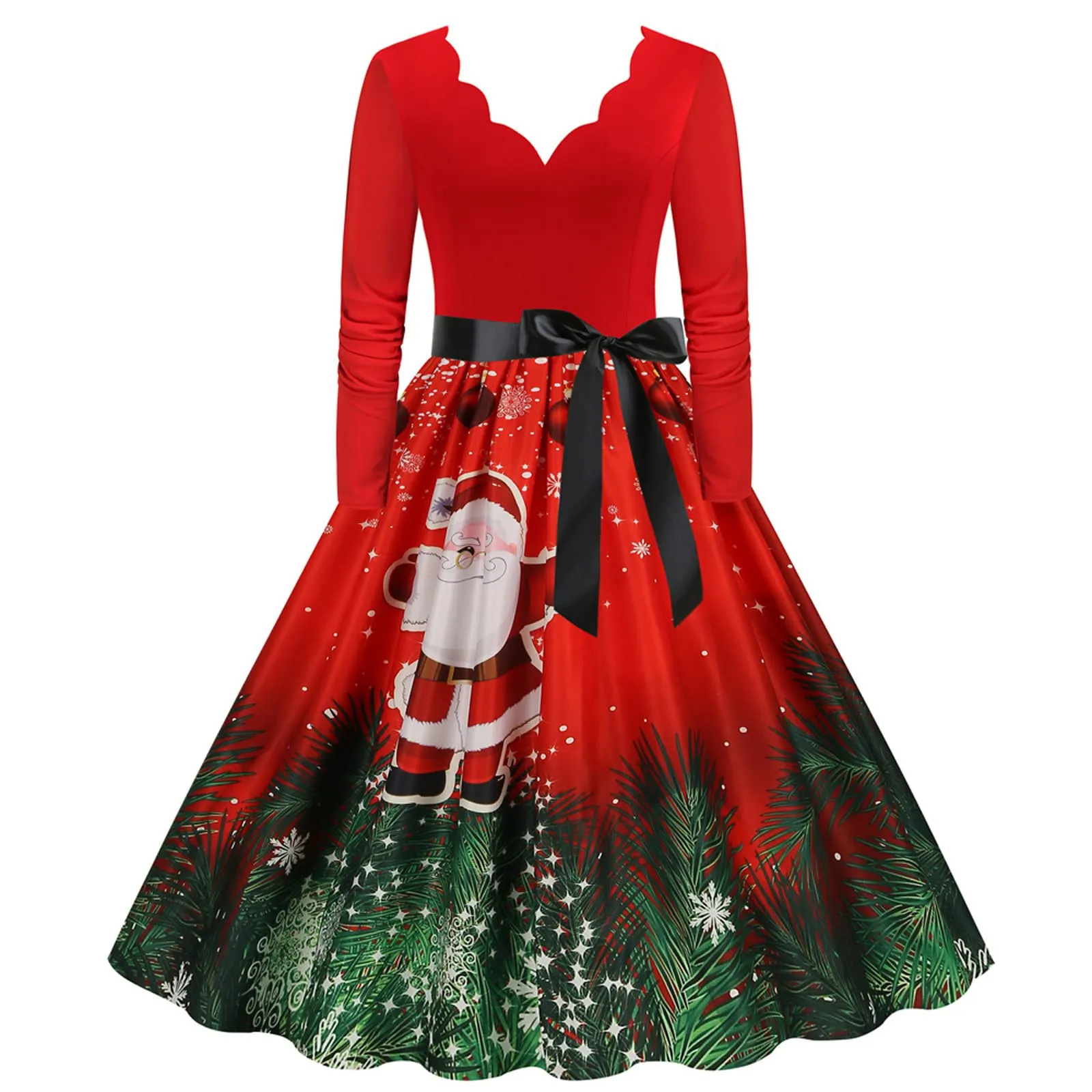Robe Noël Femme Chic Robe De Noel Femme Rouge Chic et Elegante Robe De Noël Rose Robe Vintage Femme Années 50s 60s Robes de Soirée Cocktail Mariage Fête Déguisement Sapin De Noël Adulte