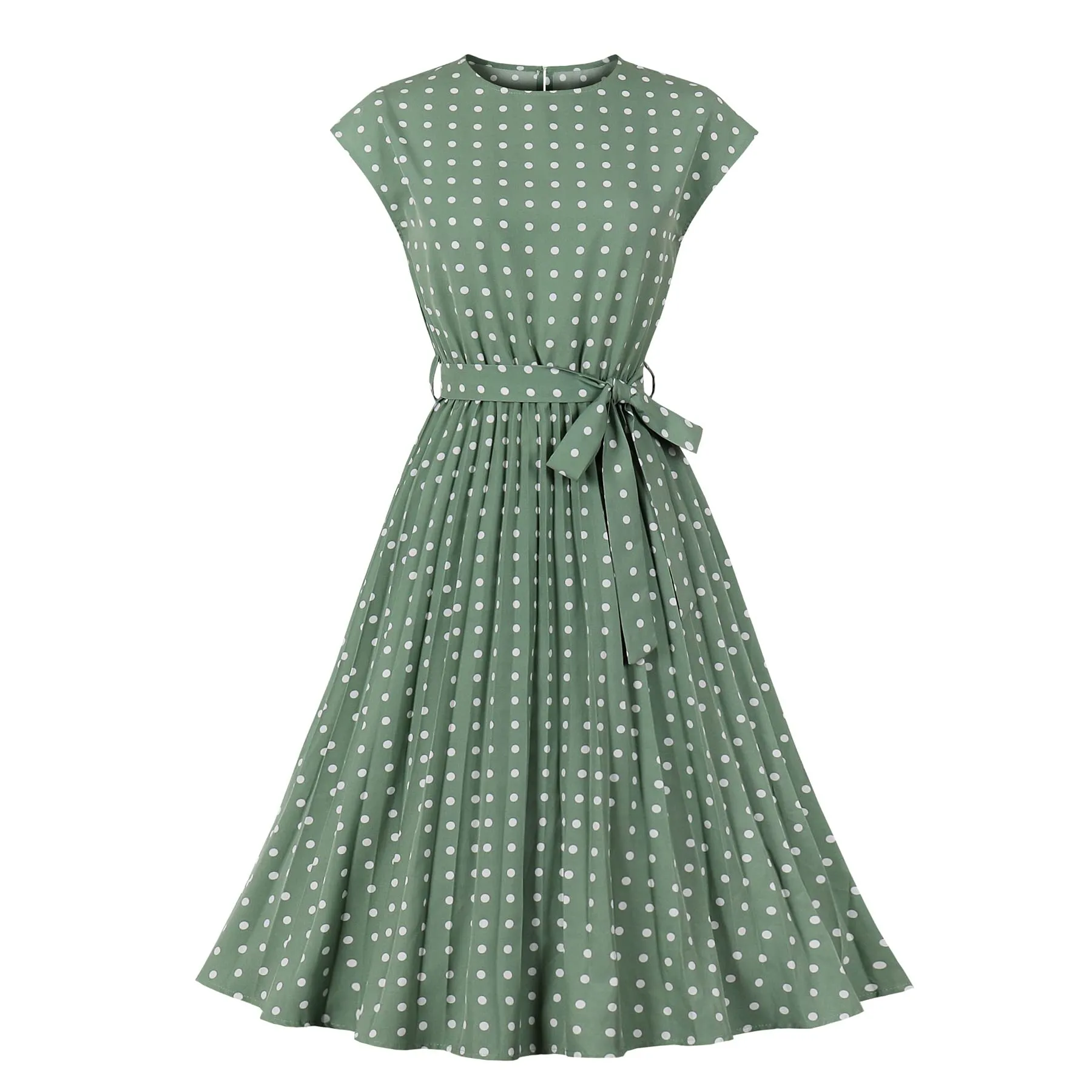 Robe vintage plissée pour femme Motifs à pois