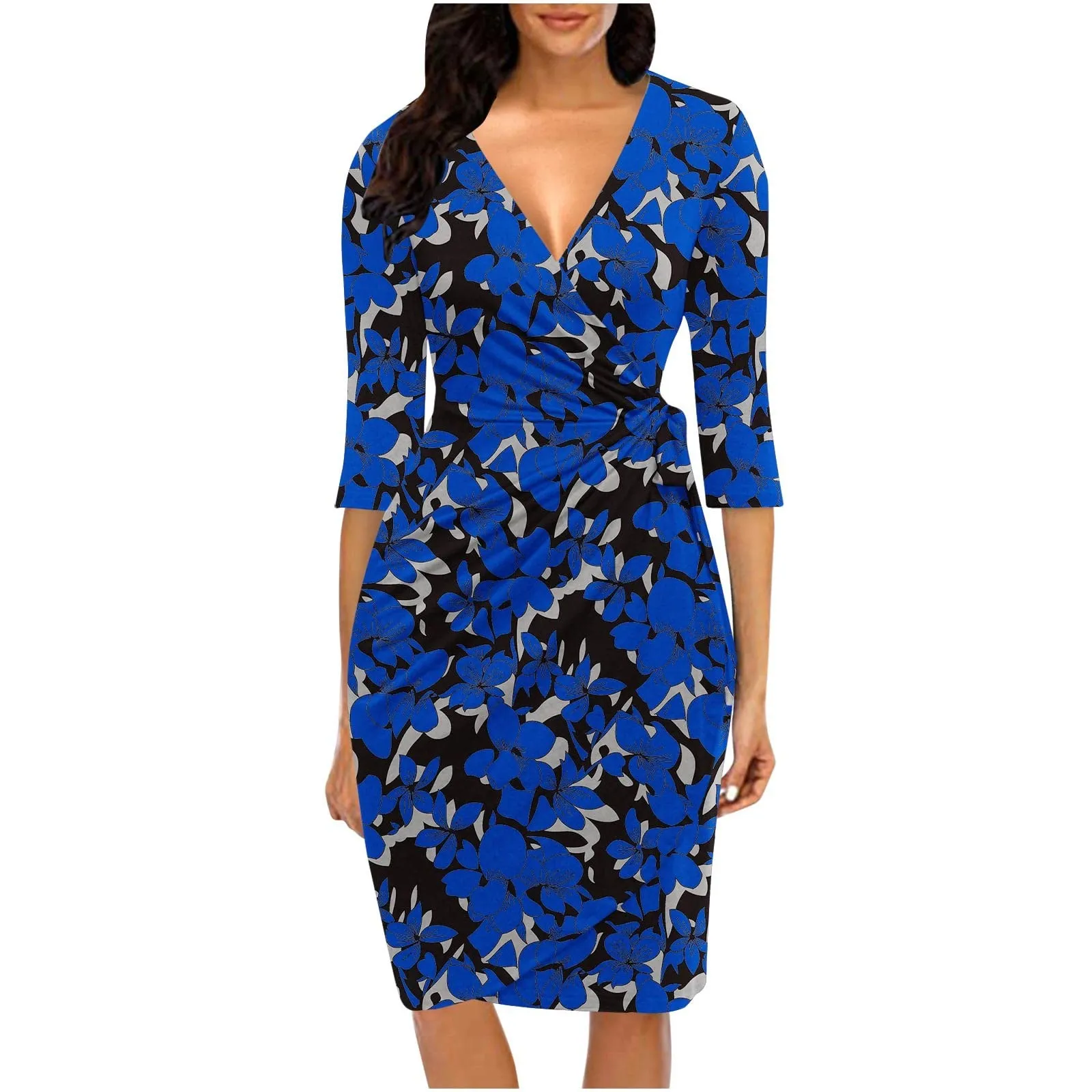 Robe vintage - Femme Robe Cocktail Bretelles Sans Manches col v Midi