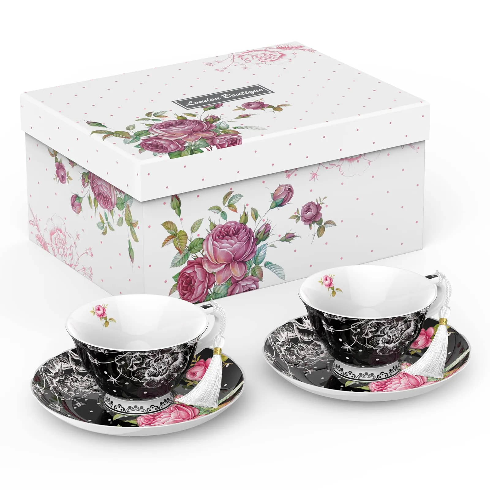 Tasse vintage - Lot de 2 – London Tasse Floral porcelaine - Image 1