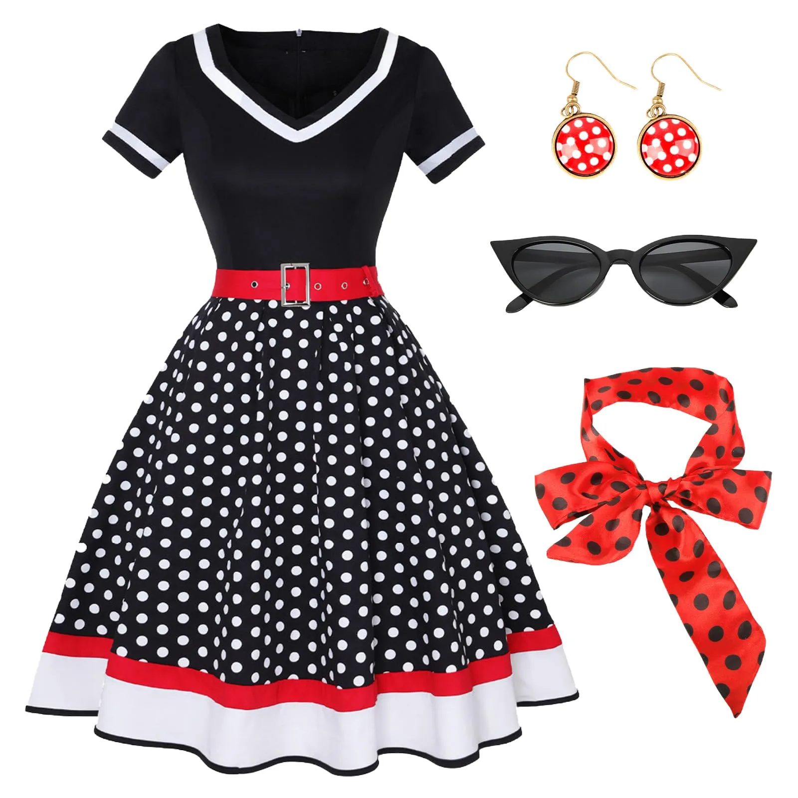 Robe vintage - Rockabilly – Polka dot – Courte - Image 1