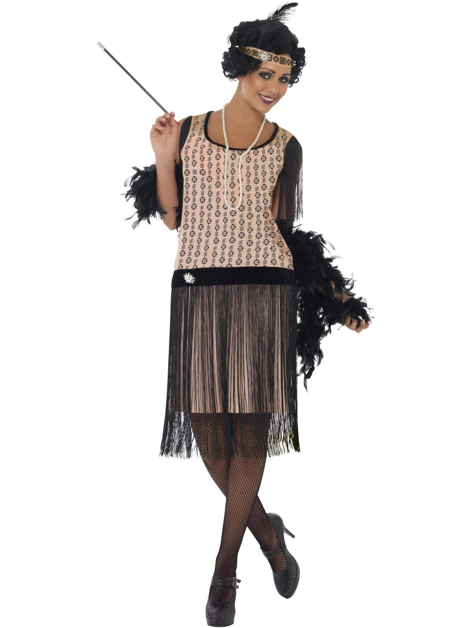 Robe vintage - Smiffys 20s Coco Flapper Costume, Pink Dress, Cigarette Holder, - Image 1