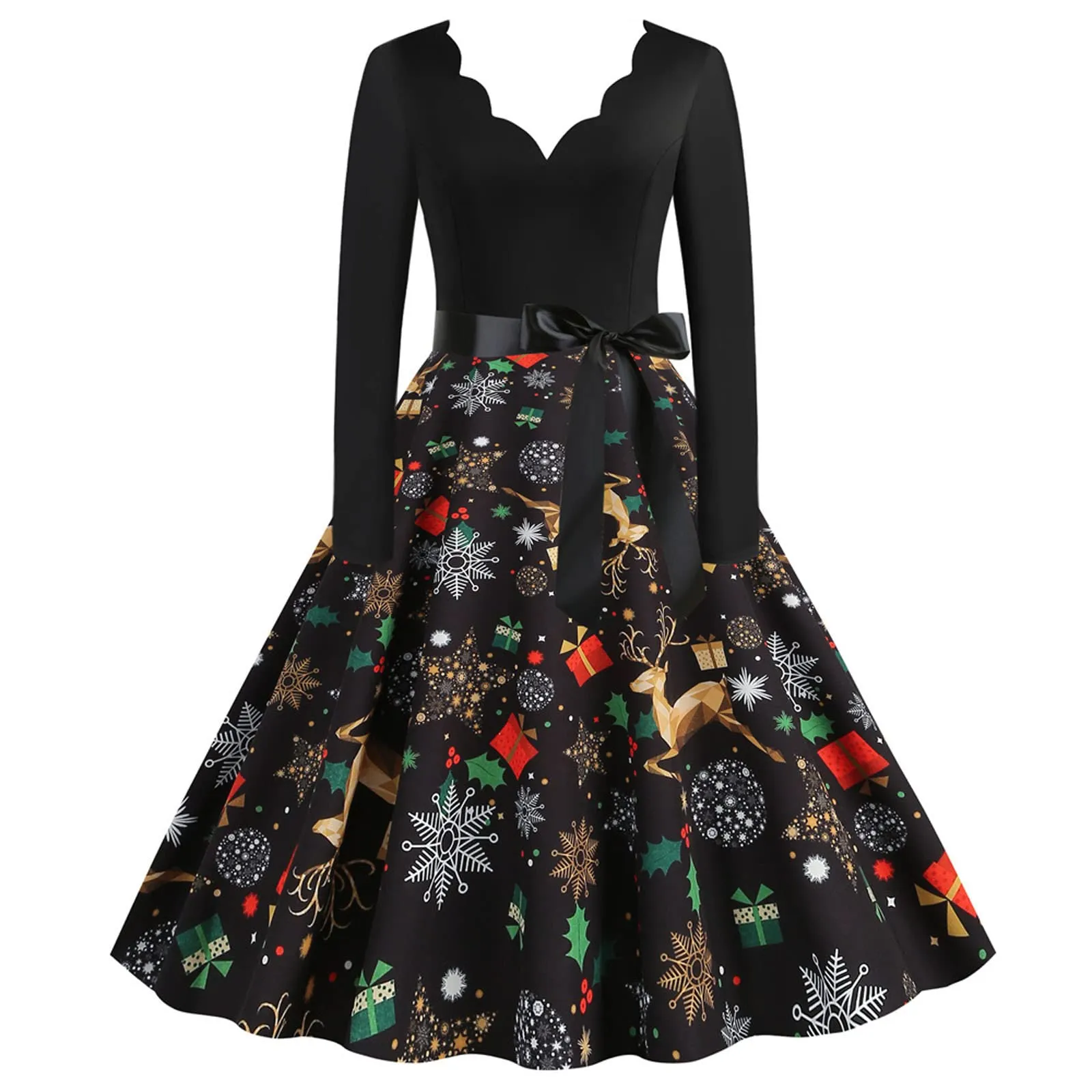 Robe vintage - Robe de Noël Femme Grande Taille Robe de Noel