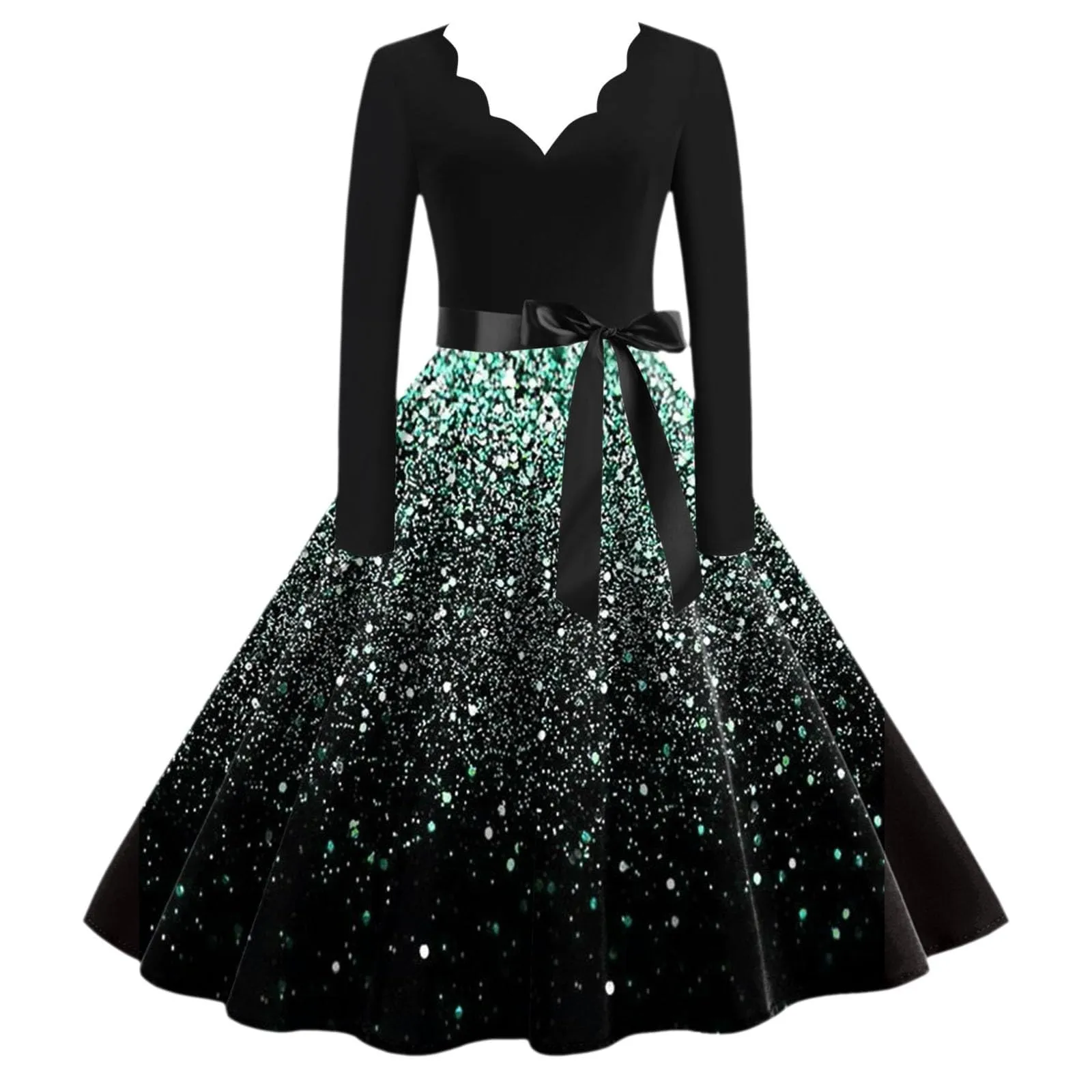 Robe vintage - Robe Pour Femme Mode Vintage Manches Longues col en