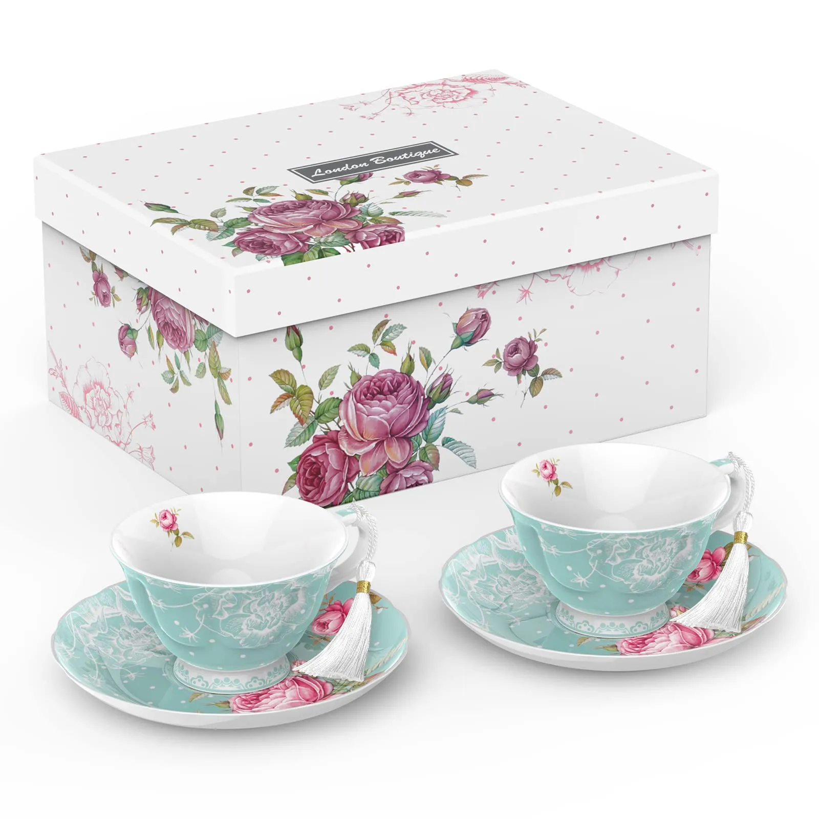 Tasse vintage - Lot de 2 – London Tasse Floral porcelaine - Image 1