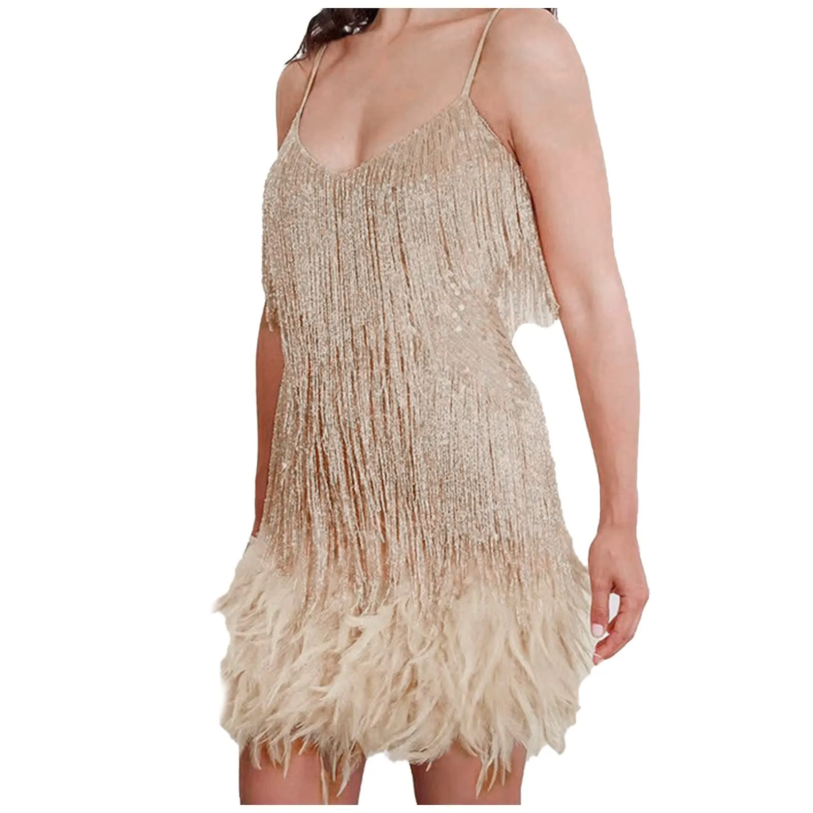 Robe vintage - Femme Gatsby Robe Couleur Unie Sans Manche 1920S à - Image 1