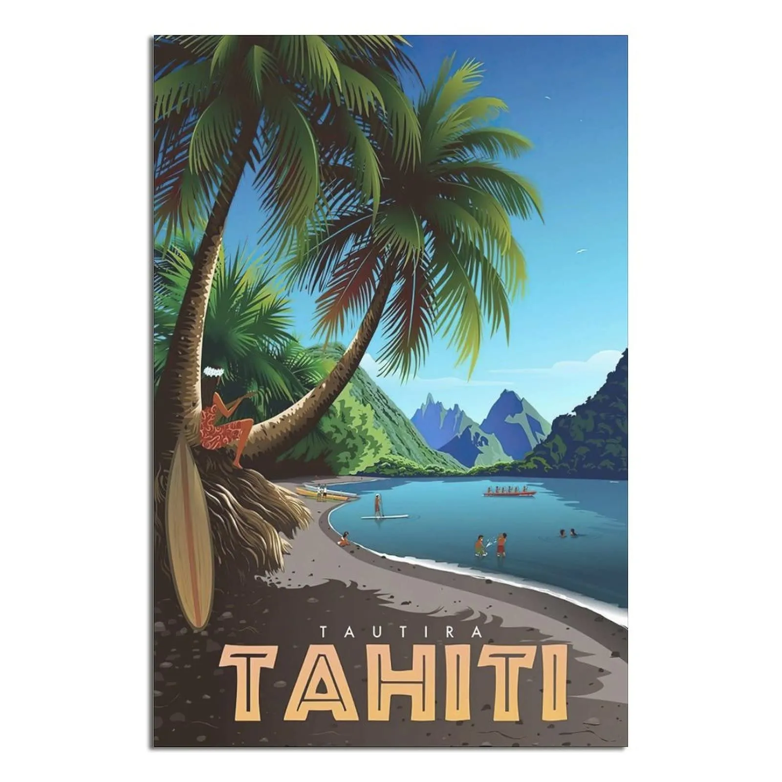 Affiche vintage - YONGCAI Tautira Tahiti Beach – YONGCAI - Image 1