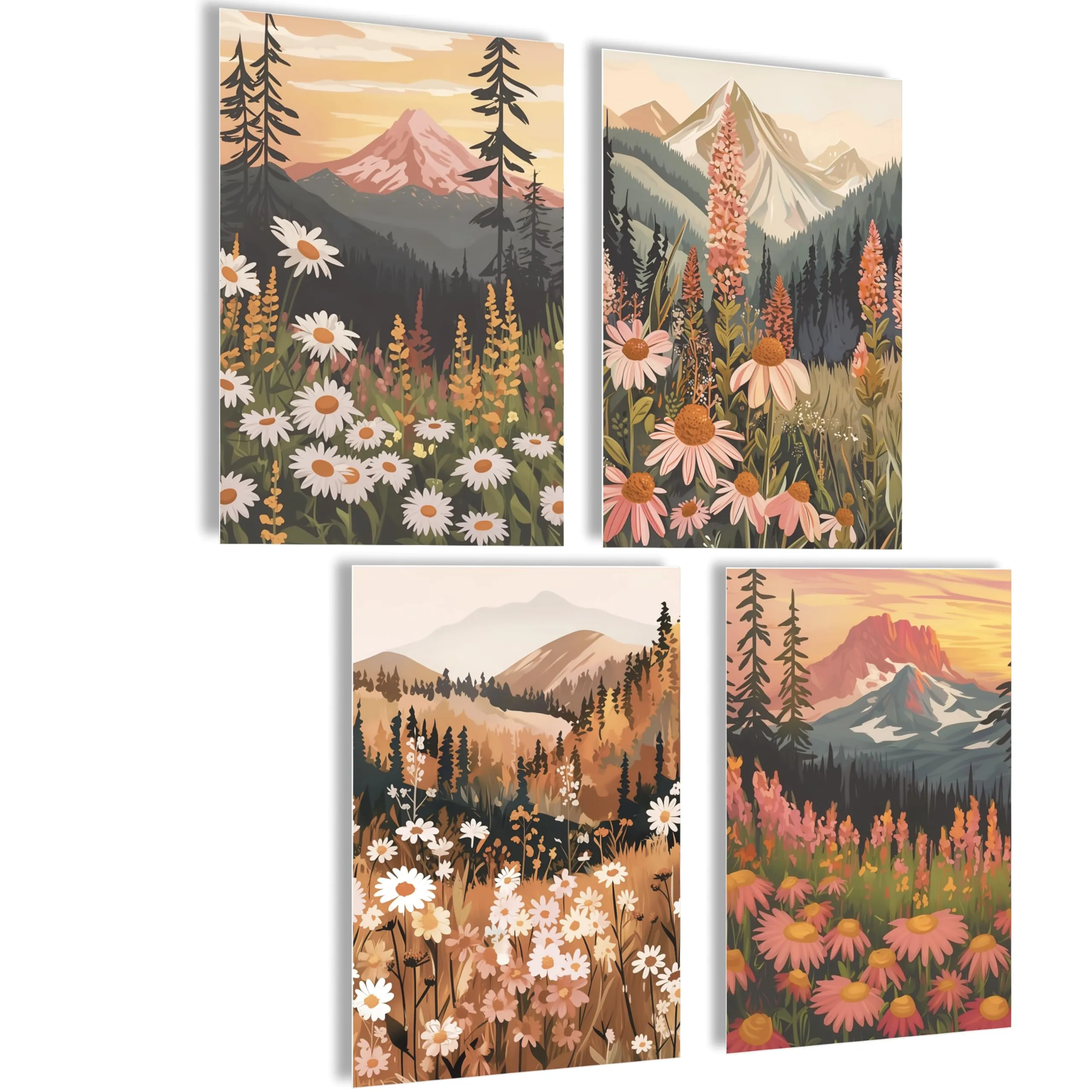 Affiche vintage - Fleurs – Lot – A4 - Image 1