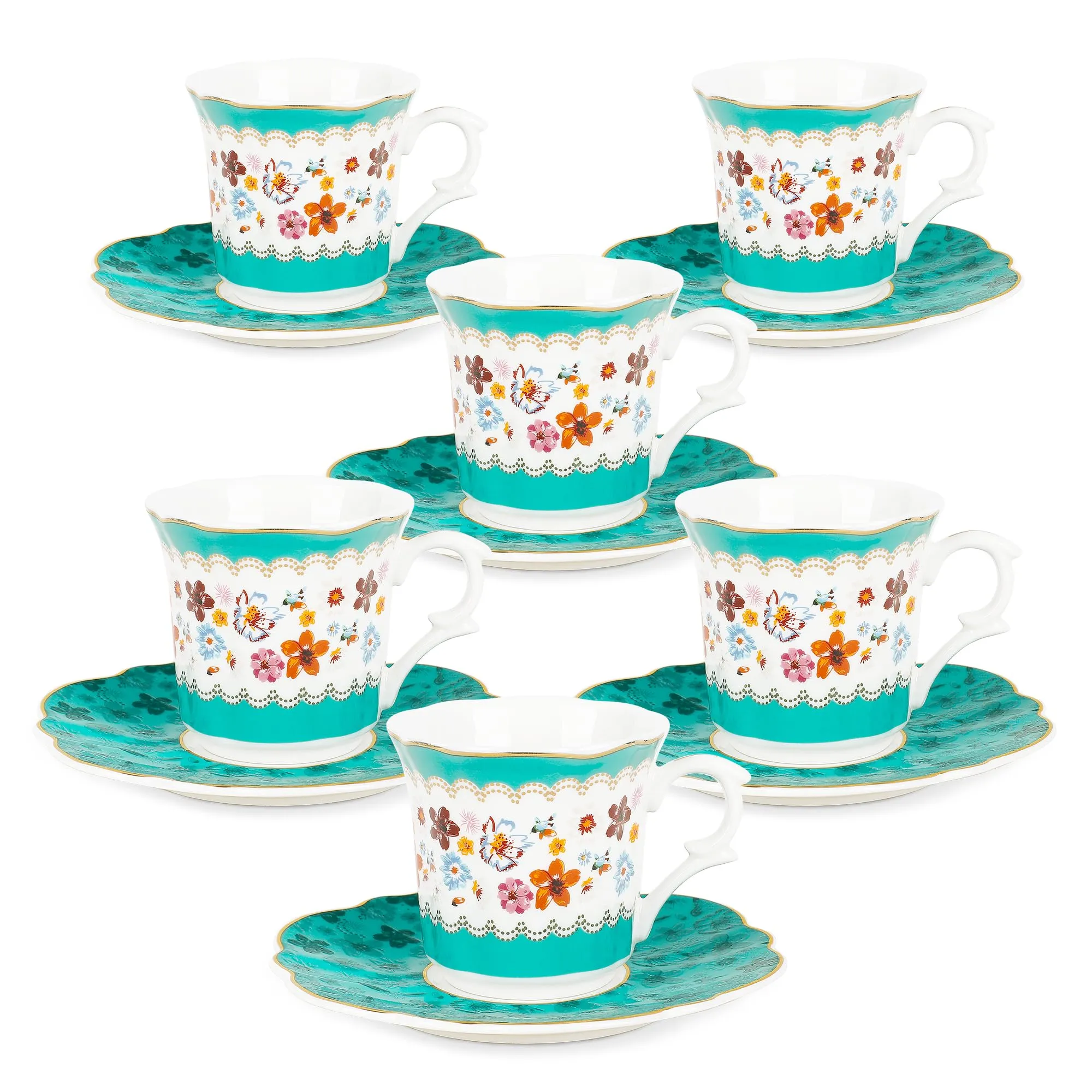 Tasse vintage - Lot de 12 – fanquare Tasse floral céramique 80 ml - Image 1