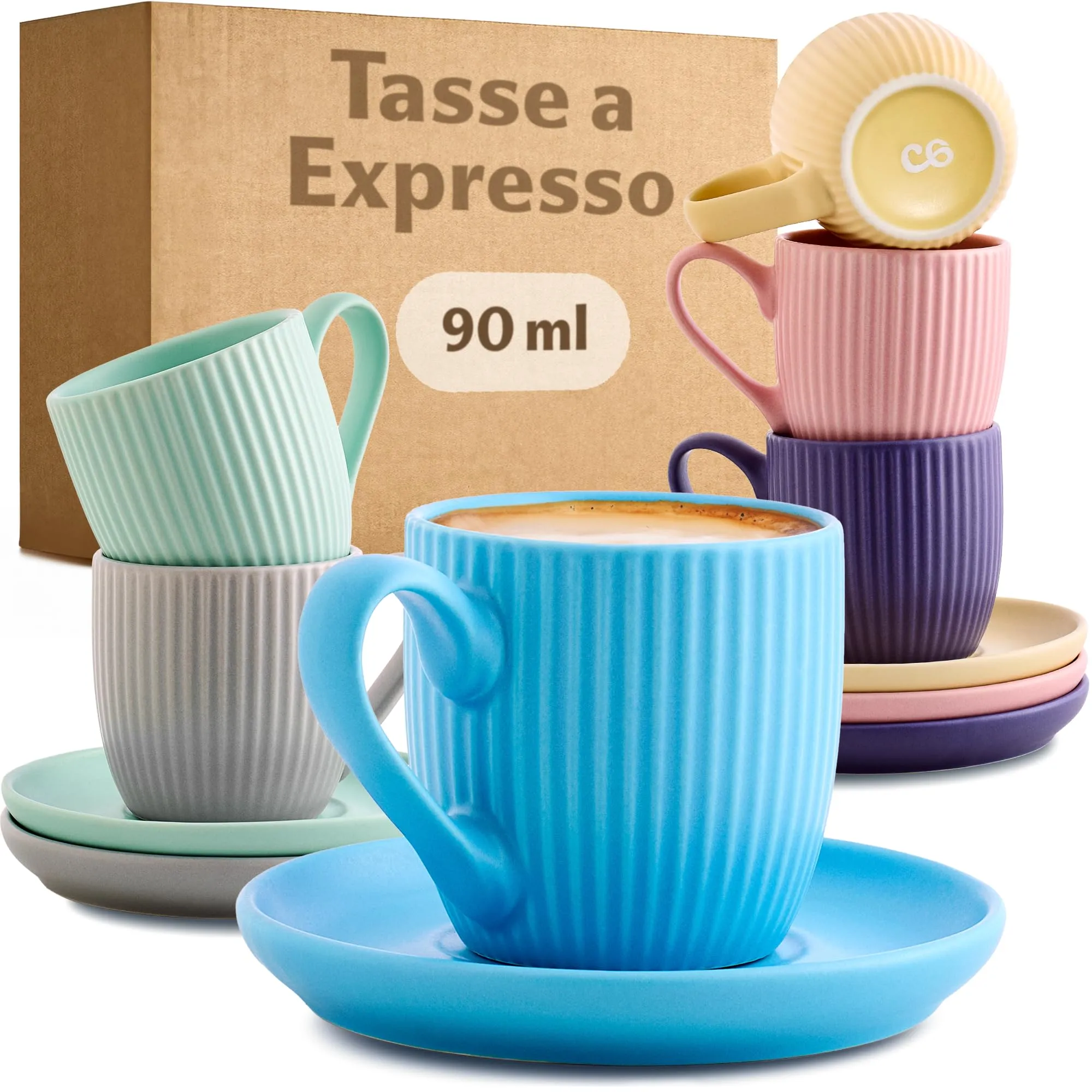 Tasse vintage - Lot de 6 – Cosumy Tasse 6 Tasses 90ml avec Soucoupes 90 ml - Image 1
