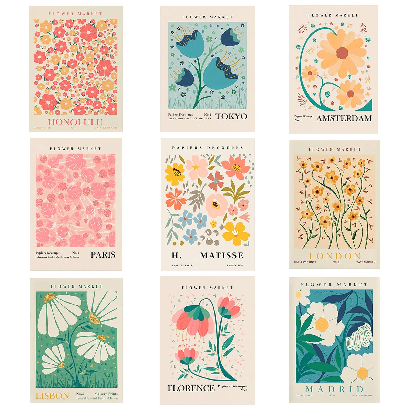 Affiche vintage - Affiche Vintage Decoration Murale – Zfseyuh 9 Pièces