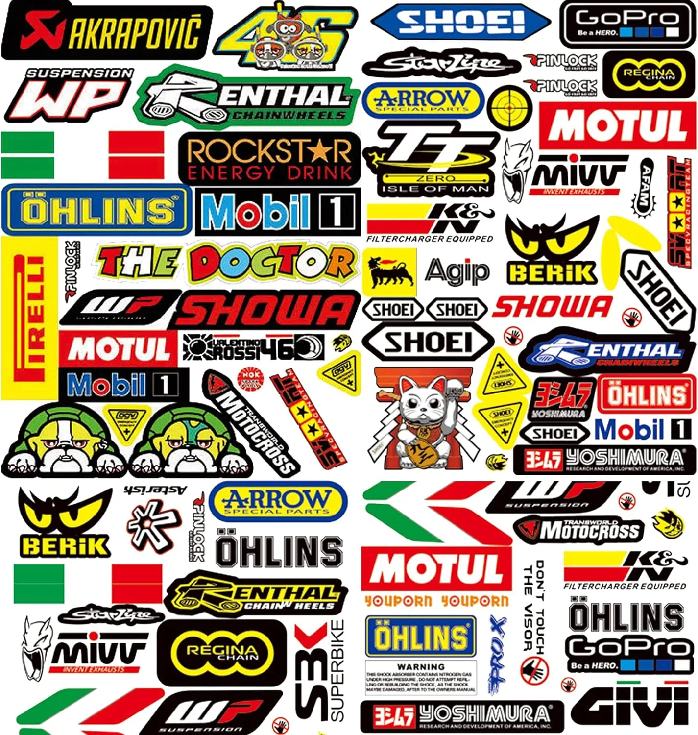 3 Feuilles Autocollant Voiture Moto Humour Casque - Image 1