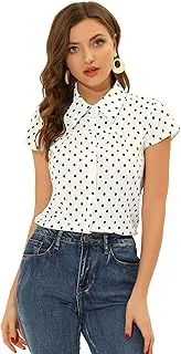 Chemise Femme à Pois Vintage Col Revers Manches… - Image 1