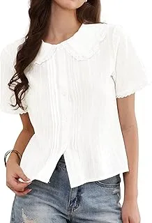 Chemises à Manches Courtes pour Femmes Col… - Image 1