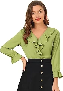 Chemisier en Mousseline de Soie à col en V et à… - Image 1