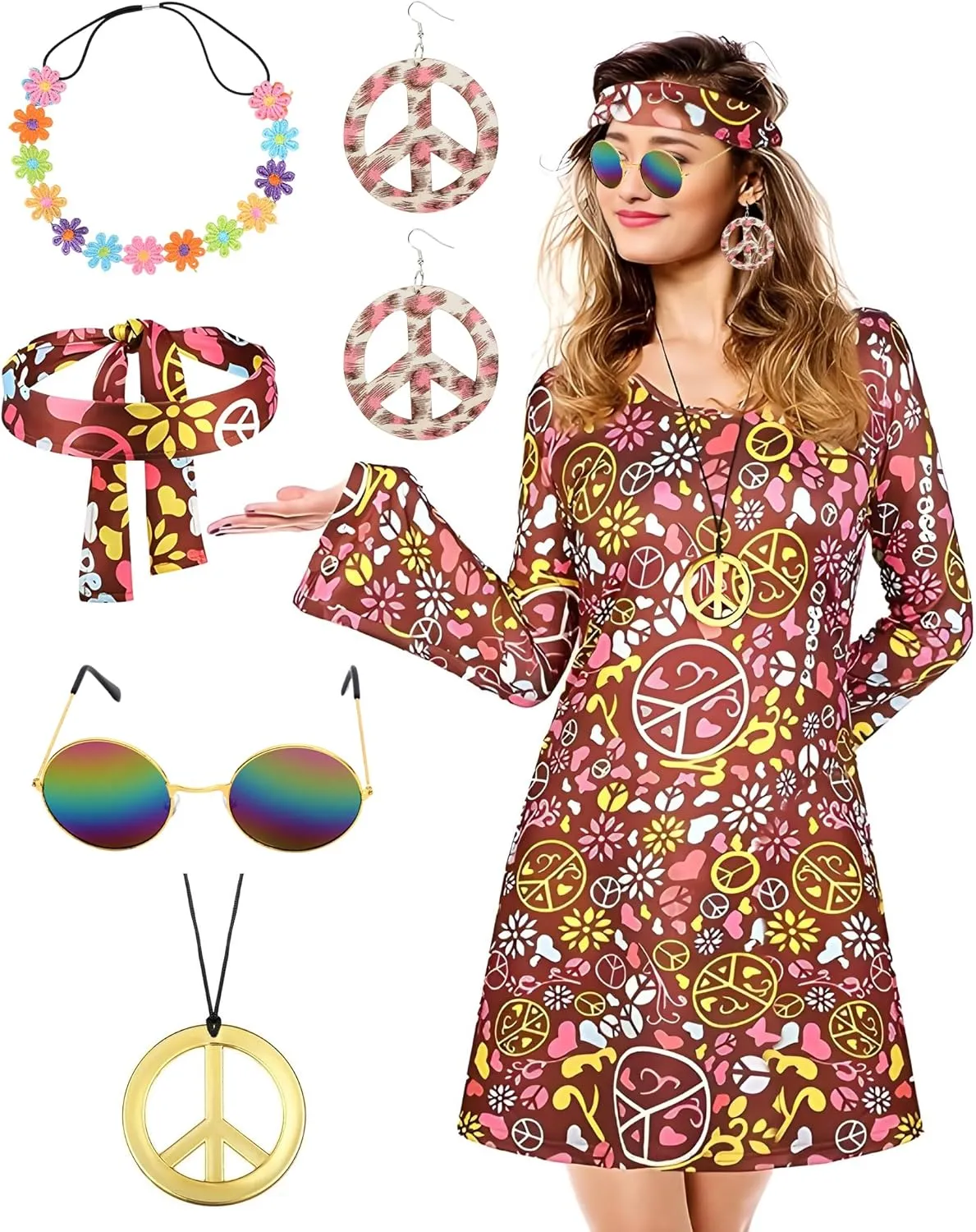 Costume Hippie des Années 70 pour Femme avec