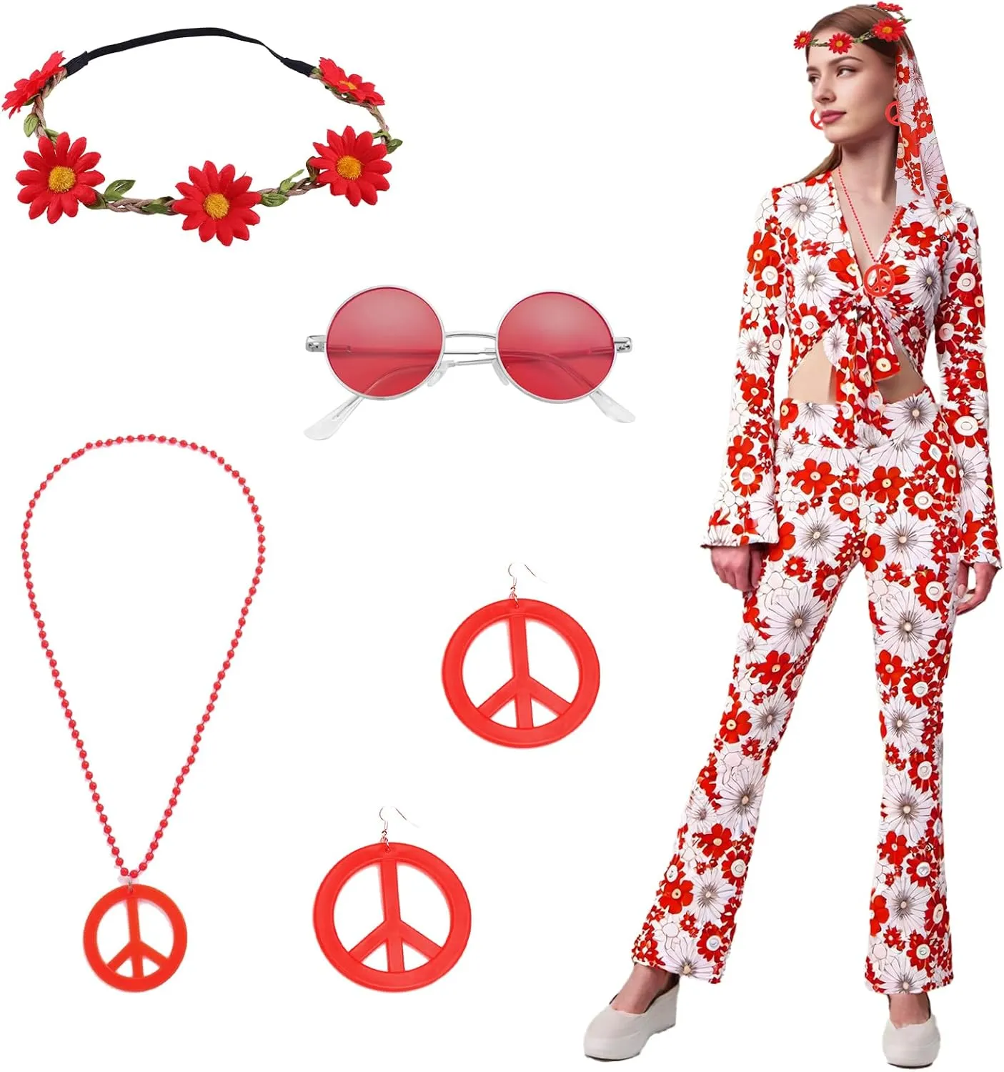 Deguisement Hippie Femme Tenue,Costume Hippie des - Image 1