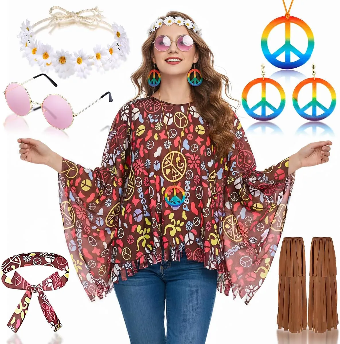 Ensemble Costume Hippie Femme