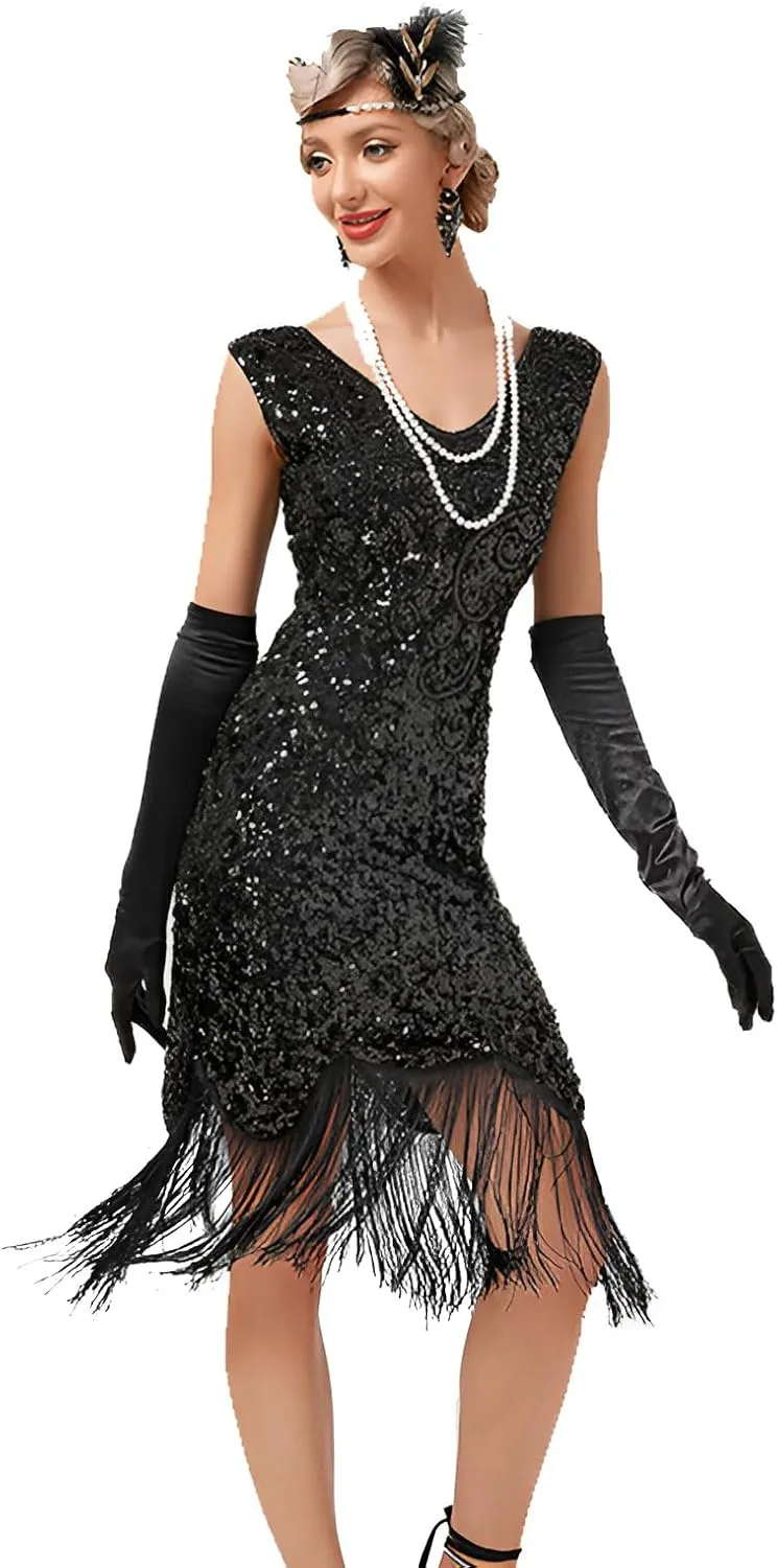 Femme 1920s Robe de Soirée à Paillettes Robe