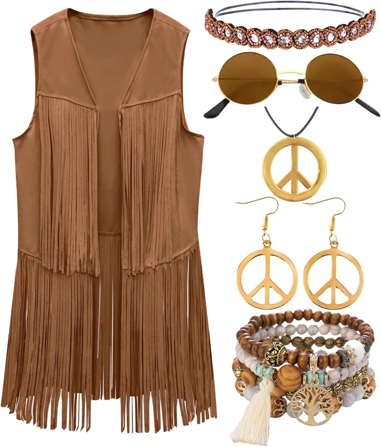 Gilet Hippie Femme à Franges Veste Sans Manches - Image 1