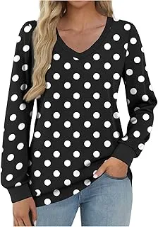 Haut à pois pour femme - Col en V - Vintage - À… - Image 1