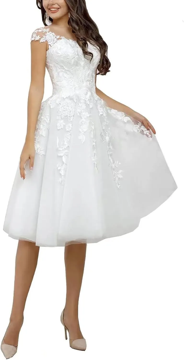 Robe de mariée courte en tulle pour mariée avec - Image 1