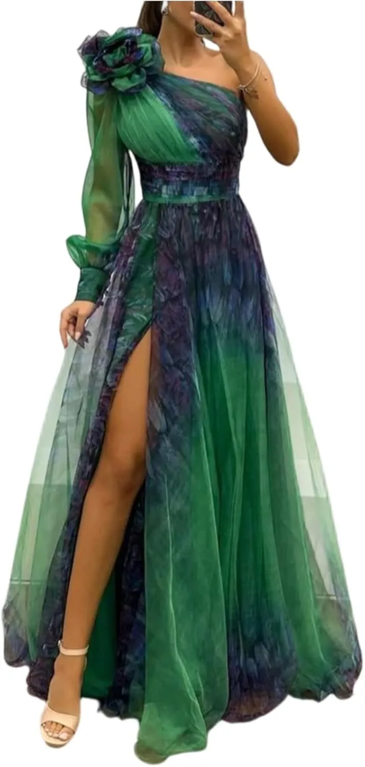 Robe Femme Épaule Asymétrique et Manches Longues - Image 1