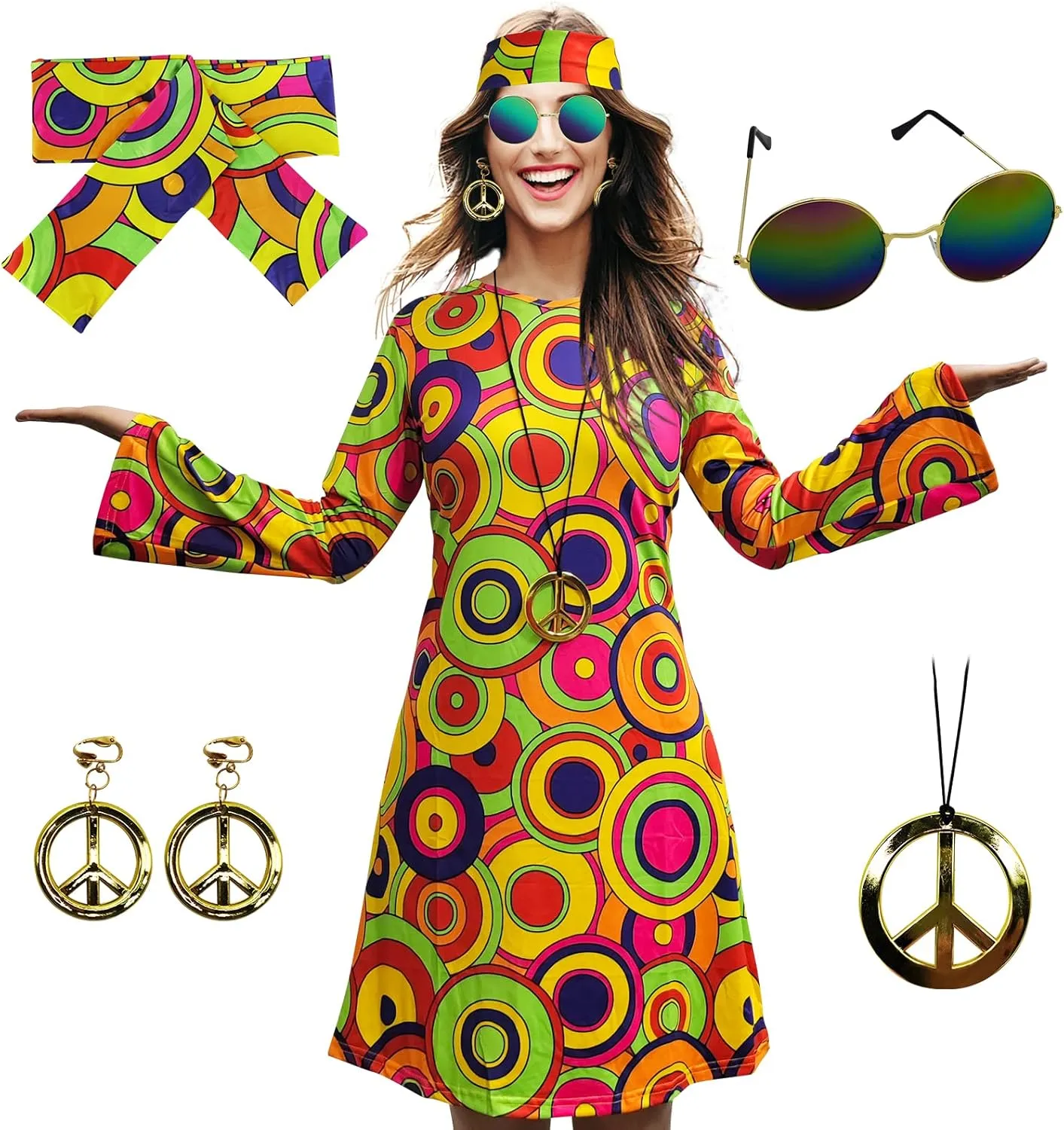 Robe hippie des années 70, collier - Image 1