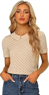 Top Femme Col Claudine Vintage à Pois Costume… - Image 1