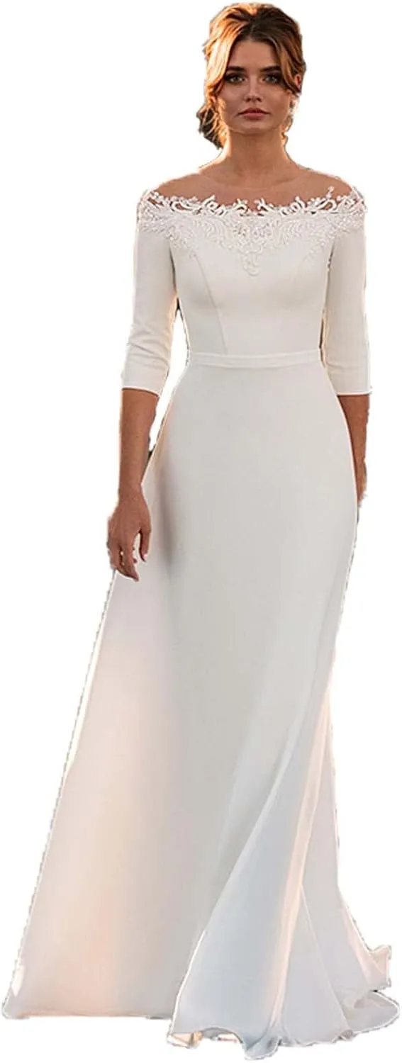 WZEFEIO Robe de Mariée Vintage - Image 1